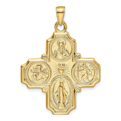 14K Yellow Gold Four-Way Medal Pendant