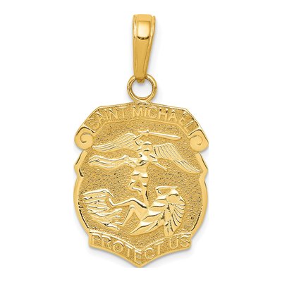 14K Yellow Gold Saint Michael Medal Pendant
