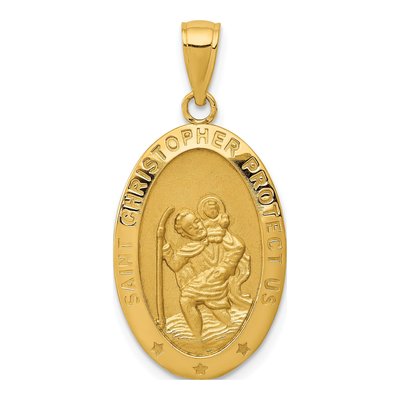 14K Yellow Gold Saint Christopher Medal Pendant