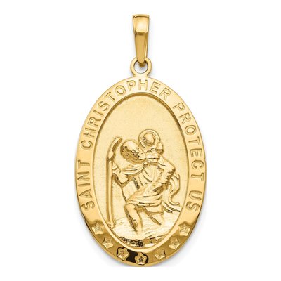 14K Yellow Gold Saint Christopher Medal Pendant