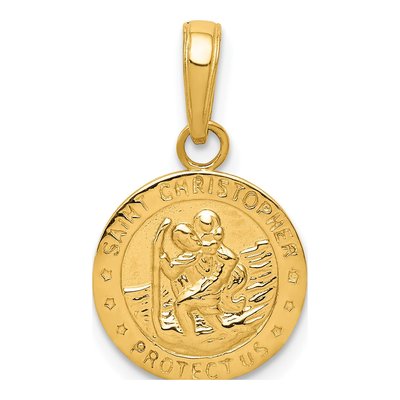 14K Yellow Gold Saint Christopher Medal Charm
