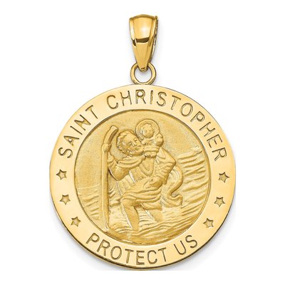 14K Yellow Gold Saint Christopher Medal Pendant