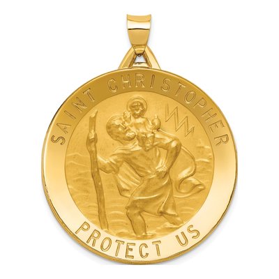 14K Yellow Gold St Christopher Medal Pendant