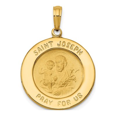 14K Yellow Gold Saint Joseph Medal Pendant