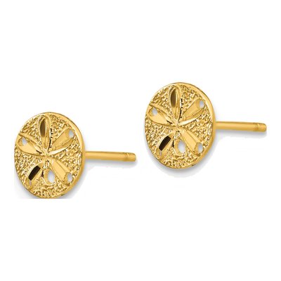 14K Yellow Gold Sand Dollar Stud Earrings – view 3