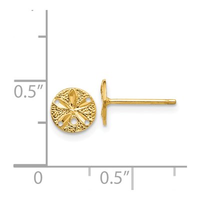 14K Yellow Gold Sand Dollar Stud Earrings – view 5