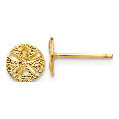 14K Yellow Gold Sand Dollar Stud Earrings