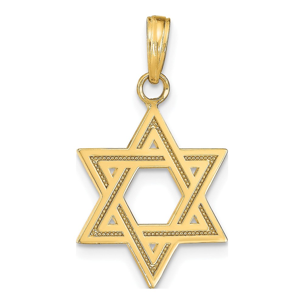 14k Yellow Gold Satin Star of David Charm Pendant