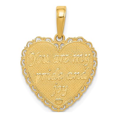 14K Yellow Gold Reversible Daughter Heart Pendant – view 4