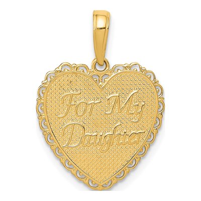 14K Yellow Gold Reversible Daughter Heart Pendant