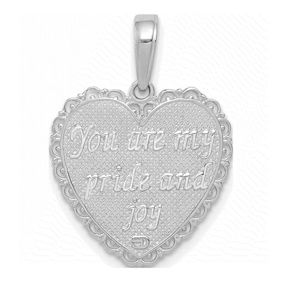 14K White Gold Reversible for My Daughter Heart Pendant – view 4