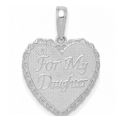 14K White Gold Reversible for My Daughter Heart Pendant
