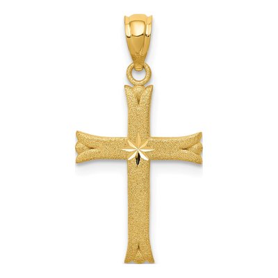 14K Yellow Gold Diamond-Cut Cross Pendant