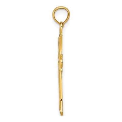 14K Yellow Gold Fleur de Lis Cross Pendant – view 3