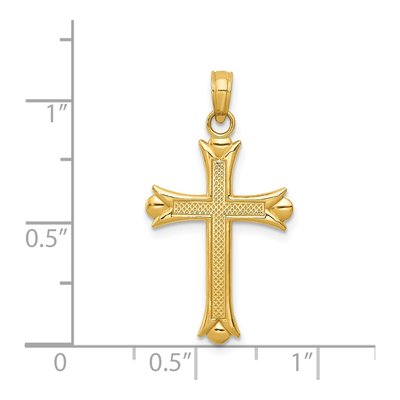 14K Yellow Gold Fleur de Lis Cross Pendant – view 4