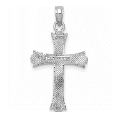 14K White Gold Fleur de Lis Cross Pendant – view 5