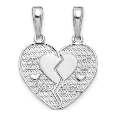 14K White Gold I Love You Break-Apart Heart Charm