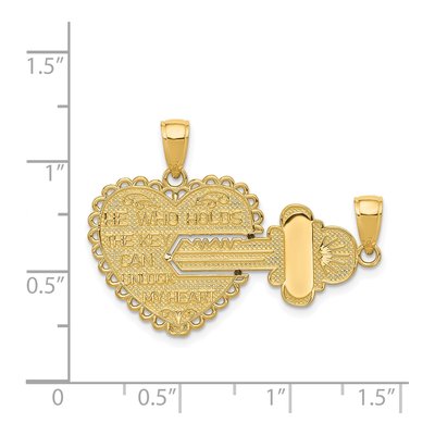 14K Yellow Gold 2-Piece Key Heart Pendant – view 4