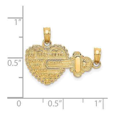 14K Yellow Gold Key Heart 2-Piece Pendant – view 5