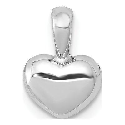 14K White Gold Domed Heart Pendant