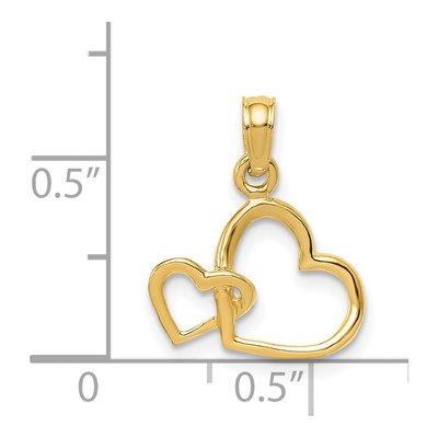 14K Yellow Gold Double Heart Pendant – view 5