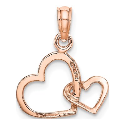 14K Rose Gold Double Heart Pendant – view 4