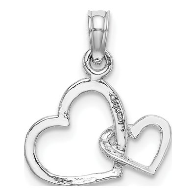 14K White Gold Intertwined Double Heart Pendant – view 4