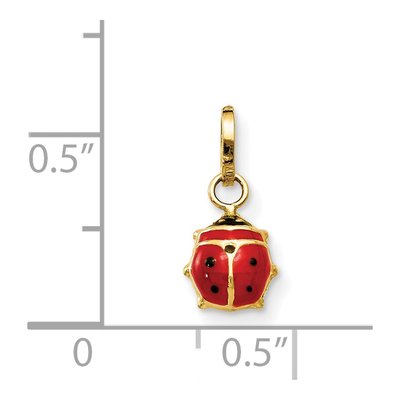 14K Yellow Gold Red Black Enamel Ladybug Charm – view 5