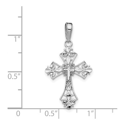 14K White Gold Filigree Cross Pendant – view 5