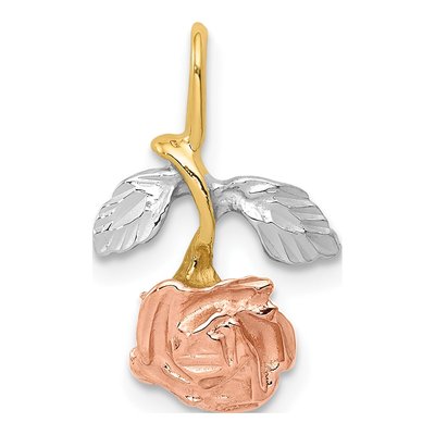 14K Gold Rose Chain Slide Pendant