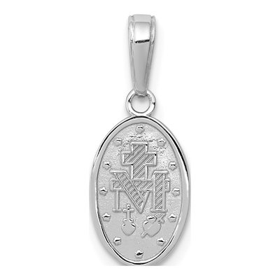 14K White Gold Miraculous Medal Oval Charm – view 4
