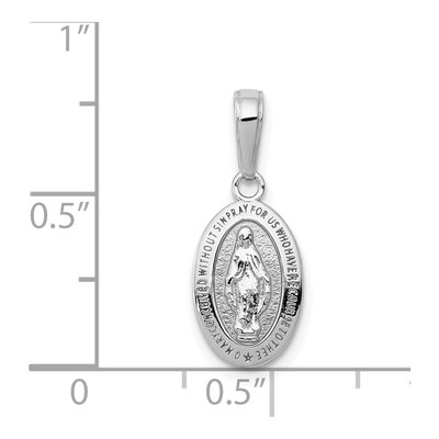 14K White Gold Miraculous Medal Oval Charm – view 5