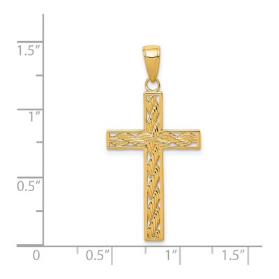 14K Yellow Gold Rope Cross Pendant – view 5