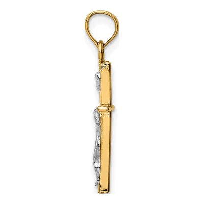14K Two-Tone Gold INRI Crucifix Pendant – view 3