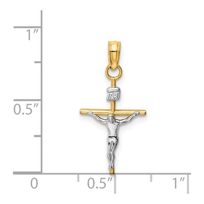 14K Two-Tone Gold INRI Crucifix Pendant – view 4