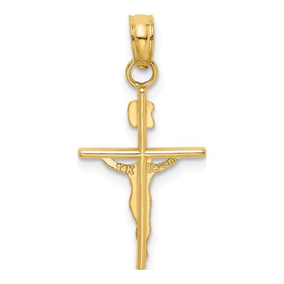 14K Two-Tone Gold INRI Crucifix Pendant – view 5