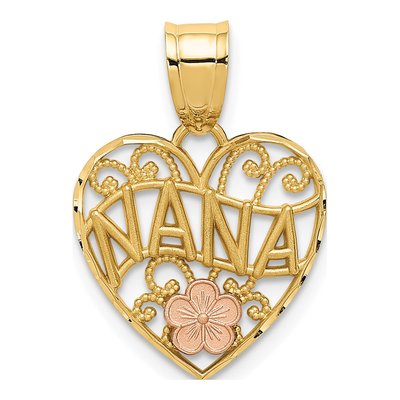 14K Two-Tone Gold NANA Heart Pendant