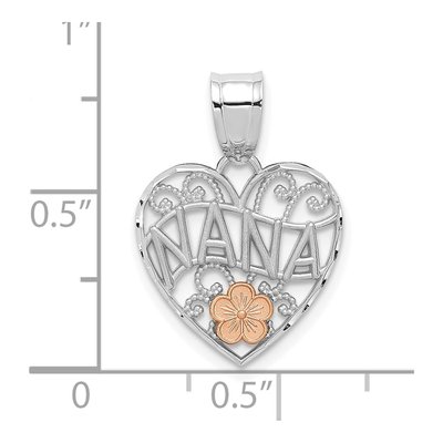 14K Two-Tone Gold Heart Flower Pendant – view 3