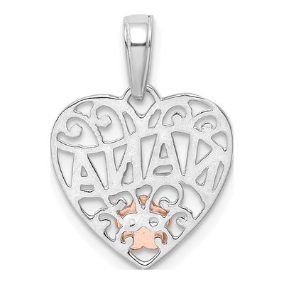 14K Two-Tone Gold Heart Flower Pendant – view 5