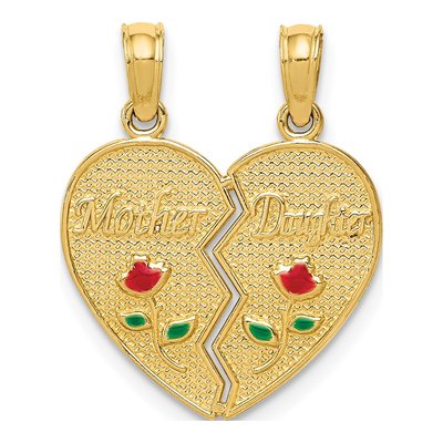 14K Yellow Gold Mother-Daughter Break-Apart Flower Pendant
