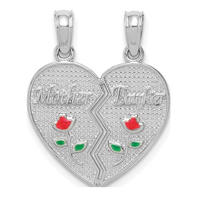 14K White Gold Mother-Daughter Flower Set Pendant