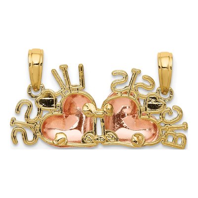 Big Sis Lil Sis 14K Two-Tone Heart Pendant Set – view 4