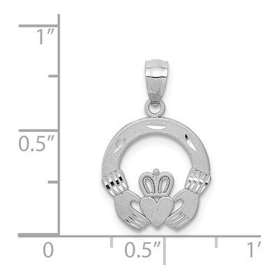 14K White Gold Diamond-Cut Claddagh Pendant – view 5