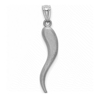 14K White Gold Italian Horn Charm Pendant – view 5
