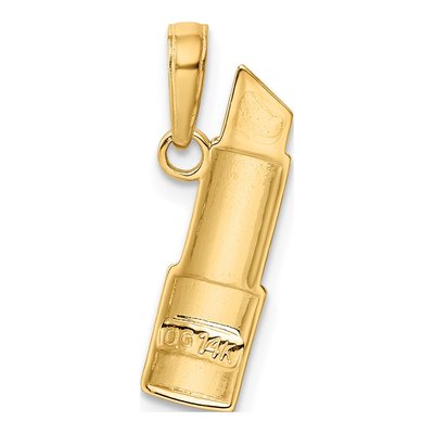 14K Yellow Gold Red Enamel Lipstick Pendant – view 4