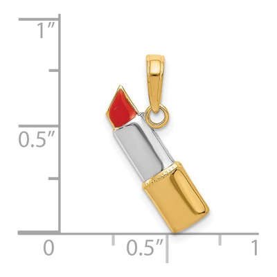 14K Yellow Gold Red Enamel Lipstick Pendant – view 5