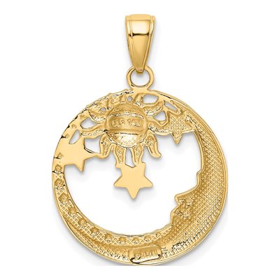14K Yellow Gold Moon Stars Sun Pendant – view 4