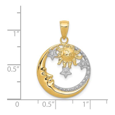 14K Yellow Gold Moon Stars Sun Pendant – view 5