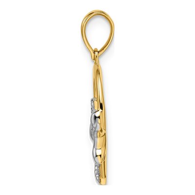 14K Yellow Gold Cherub on Heart Pendant – view 3
