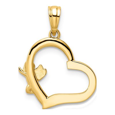 14K Yellow Gold Cherub on Heart Pendant – view 4
